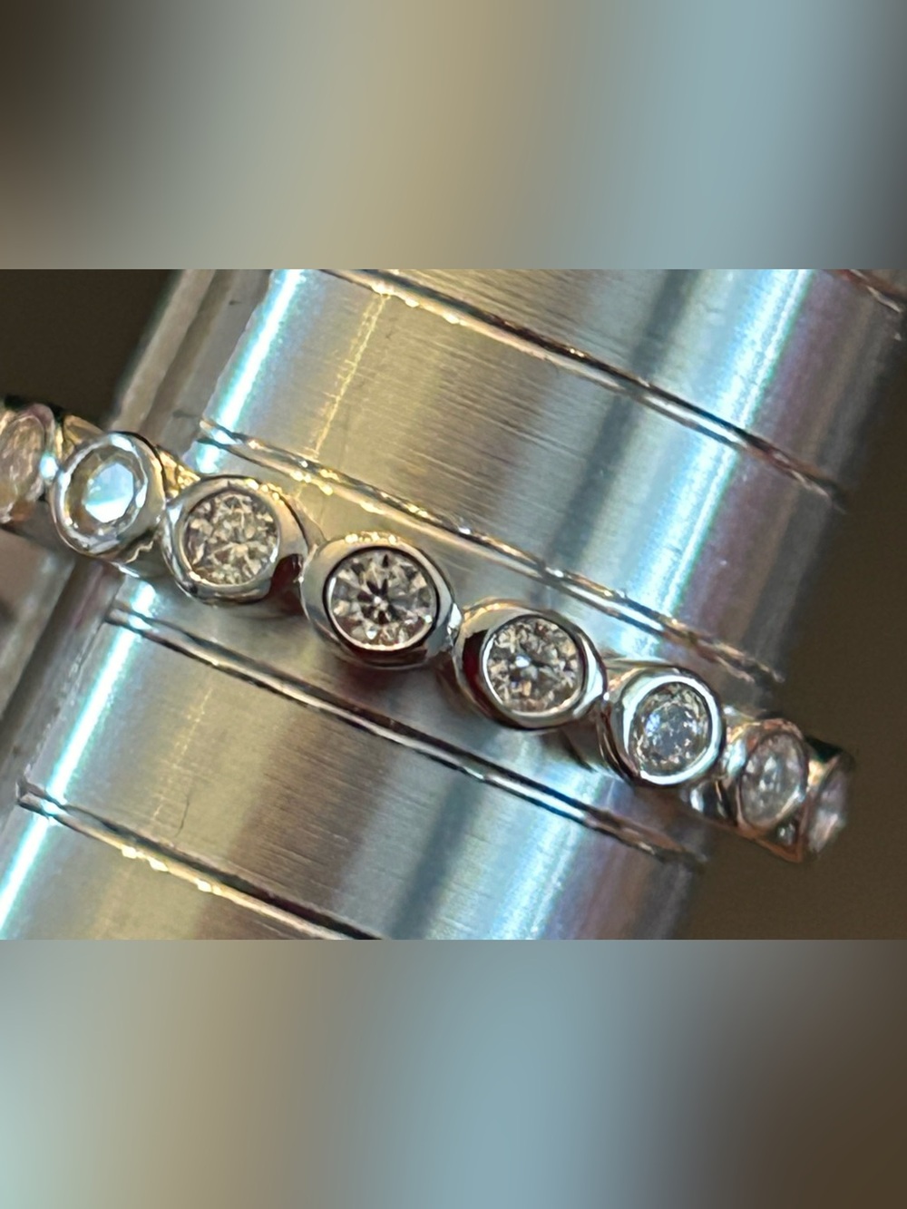 1.20CTW Round Moissanite Bezel-Set Full Eternity Band Stackable Ring SSilver